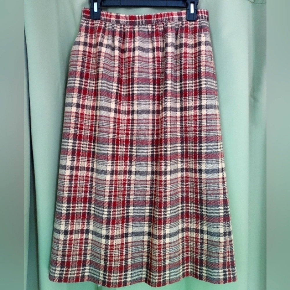 Vintage Plaid High-waisted Midi Skirt Suburban Separates by County Miss - Picture 1 of 9